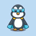 Cute super penguin cartoon vector illustration.