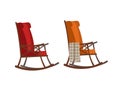 Two vector rocking chair on white background. Beautiful element for your interior, furniture design. Red and orange chairs. A part Royalty Free Stock Photo