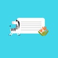 Print. Cover for notebook with cartoon funny zebra and place for text. African animal. Royalty Free Stock Photo
