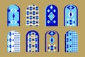 Islamic window and gate shapes set, Silhouettes of Arabic door and window colored in blue and gold color Royalty Free Stock Photo