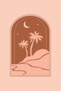Moroccan desert, modern and minimalist style. Moroccan scene. A Moroccan doors, windows in a view of the desert during the night.