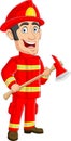 Cartoon firefighter holding an axe