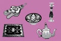 Morocco travel collection of icons, Moroccan cultural symbols SET