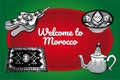 Moroccan cultural symbols, morocco with country icons