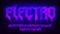 Electro alphabet font. Bright letters and numbers.