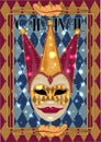 Venice carnival mask, greeting card in art deco style Royalty Free Stock Photo