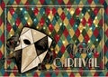 Venice mask Bauta , greeting background in art deco style , vector Royalty Free Stock Photo