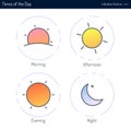 Times of the Day, icons, Sunrise, morning, afternoon, evening, night, sun icon, moon icon