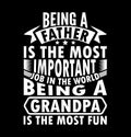 being a father is the most important job in the world being a grandpa is the most fun, grandpa lover typography t shirt