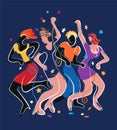 Young party people dancing in disco club,New Year celebration. Royalty Free Stock Photo