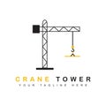 crane logo template, tower crane icon. building construction logo vector illustration. Royalty Free Stock Photo