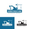 construction logo creative design. vector excavator and crane tower template. eps2 Royalty Free Stock Photo