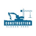 construction logo creative design. vector excavator and crane tower template. Royalty Free Stock Photo