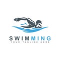 swimming logo creative vector. swimmer athlete sport template icon. Royalty Free Stock Photo