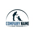 Human and dog silhouette vector design logo