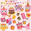 Birthday girl baby owls