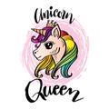 Unicorn queen, hand lettering.