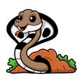 Cute indian king cobra cartoon out from hole