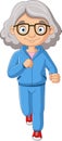 Cartoon grandma jogging on white background Royalty Free Stock Photo