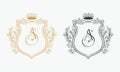 Crown Wedding Crest Monogram. Elegant Royal Emblem Logo for Wedding, Restaurant, Boutiques. AS initial wedding logo. Royalty Free Stock Photo