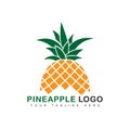 Creative Pineapple Fruit Logo vector illustration isolated white background.