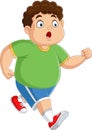 Cartoon cute overweight boy running