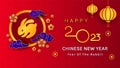 2023 chinese new year celebration design. year of the rabbit. with a paper-cut design style