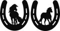 Horse and horseshoe silhouette set, Horseshoe Design, SVG Vector Royalty Free Stock Photo