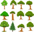 Set of cartoon trees on white background Royalty Free Stock Photo
