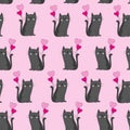 Cat with balloons seamless pattern Royalty Free Stock Photo