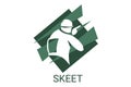 skeet sport vector line icon. an athlete posing for a shot. sport pictogram.