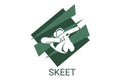 skeet sport vector line icon. an athlete posing for a shot. sport pictogram.