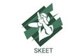 skeet sport vector line icon. an athlete posing for a shot. sport pictogram.