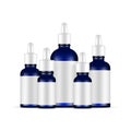 Blue Glass Dropper Bottles With Blank Labels, Various Sizes