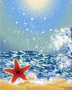 Summer season background with Starfish Royalty Free Stock Photo