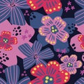 Amazing seamless floral pattern with bright colorful flowers Royalty Free Stock Photo