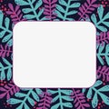 Decorative colorful botanical square frame vector, template for invitation, card Royalty Free Stock Photo