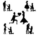 Propose day couple in love silhouette Royalty Free Stock Photo