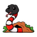 Cute milk snake cartoon out from hole