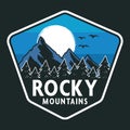 Adventure Mountains Emblem Patch Logo Poster Label Vector Illustration Retro Vintage Badge Sticker Design