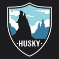 Husky Emblem Patch Logo Poster Label Vector Illustration Retro Vintage Badge Sticker And T-shirt Design