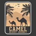 Camel Emblem Patch Logo Poster Label Vector Illustration Retro Vintage Badge Sticker And T-shirt Design Royalty Free Stock Photo