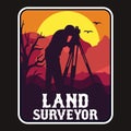 Land Surveyor Adventure Emblem Patch Logo Poster Label Vector Illustration Retro Vintage Badge Sticker And T-shirt Design