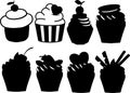 Cupcakes silhouette Set