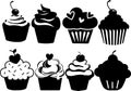 Cupcakes silhouette Set