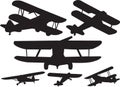 Biplane silhouette Set