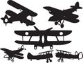 Biplane silhouette Set