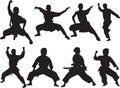 karate kung fu silhouette Set