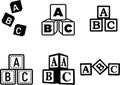 Alphabet Cubes silhouette Set Royalty Free Stock Photo