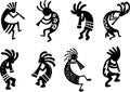 Kokopelli silhouette set Royalty Free Stock Photo